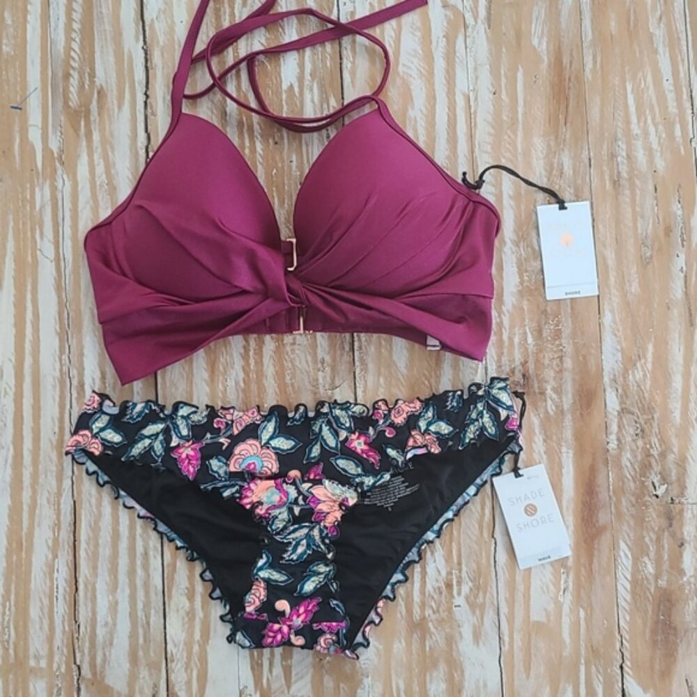 Nwt Shade & Shore push-up cheeky bikini 34C S